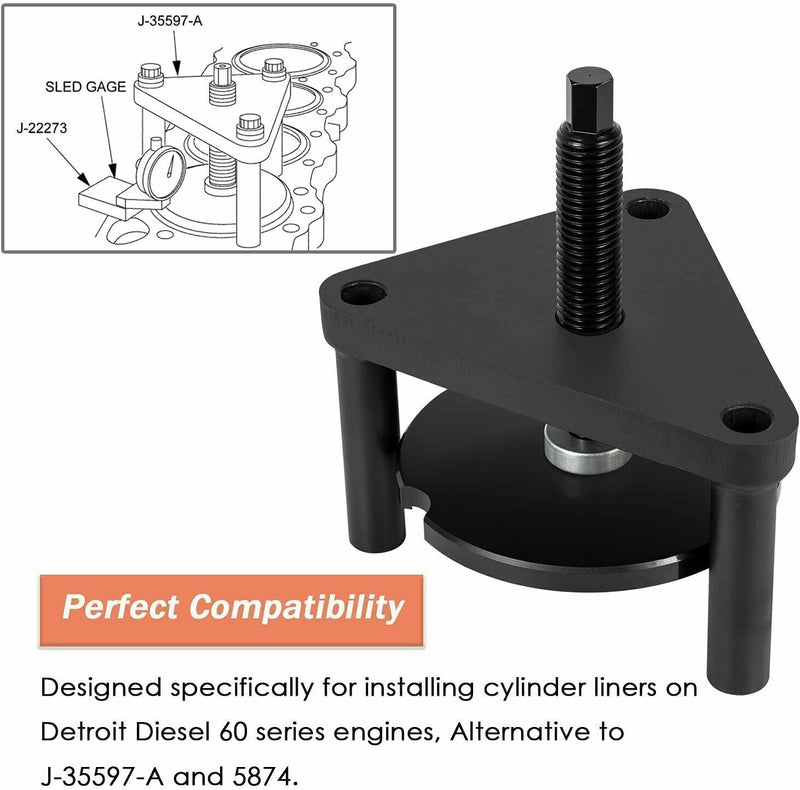 DURAFORCE J-35597-A 5874 Cylinder Liner Installer DD60 Tool Alt. Detroit Diesel 60 Series