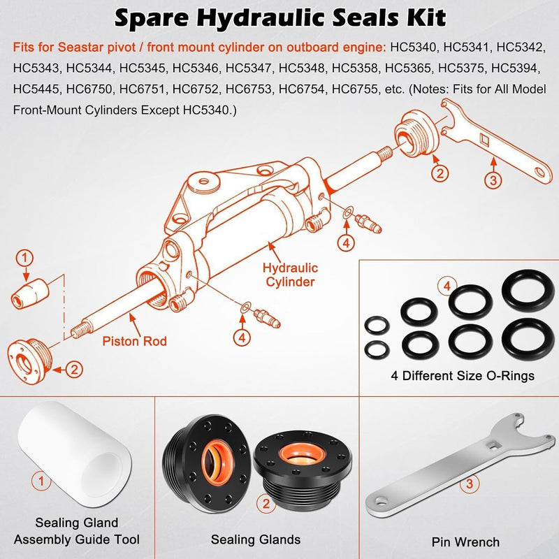 DURAFORCE Steering Bracket Puller & HS5157 Hydraulic Steering Cylinder Seal For Seastar