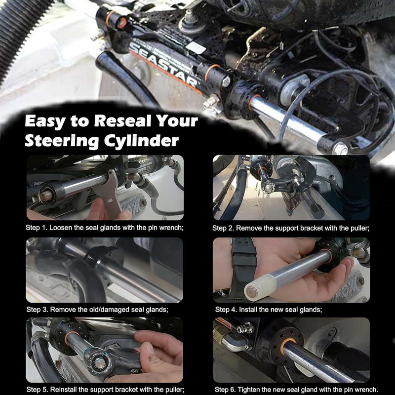 DURAFORCE Steering Bracket Puller & HS5157 Hydraulic Steering Cylinder Seal For Seastar