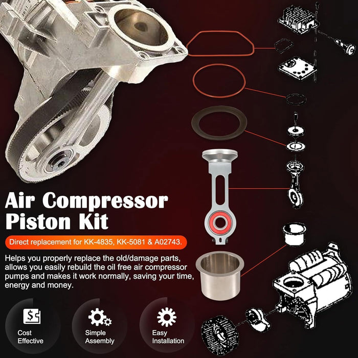 DURAFORCE KK-4835 Piston Connecting Rod Kit w/ ACG-1 Rod For Oil Free Compressor Pumps