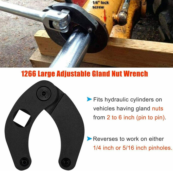 DURAFORCE 1266 Adjustable Gland Nut Wrench For Case 480E/580/580D/580SE/580 ck/180 Backhoe