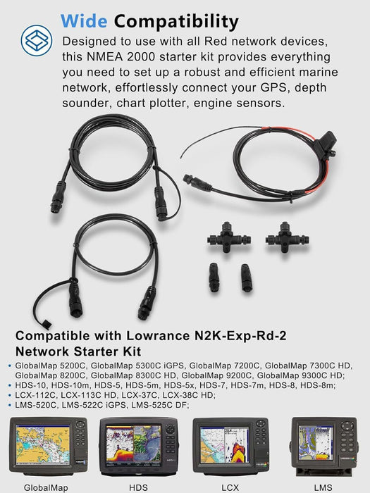 DURAFORCE 124-69 NMEA 2000 Network Starter Kit for Lowrance N2K Starter Kit N2K-EXP-RD-2