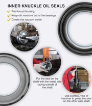 DURAFORCE Front Axle Knuckle Tube Seal Kit & Thrust Washer Snap Ring for Ford F250 F350