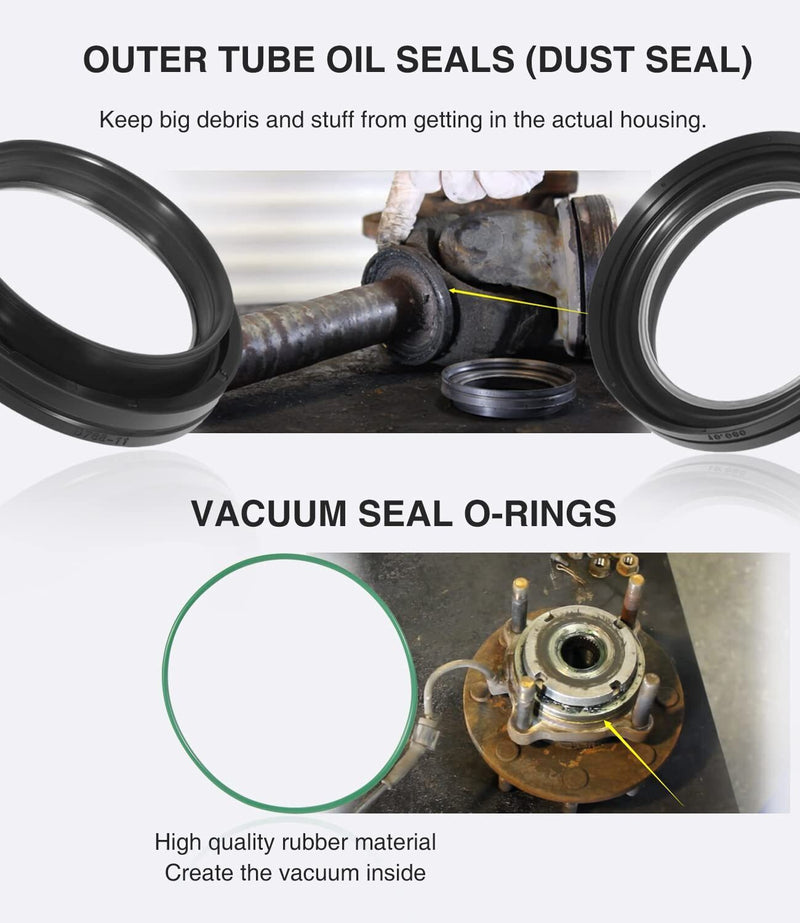 DURAFORCE Front Axle Knuckle Tube Seal Kit & Thrust Washer Snap Ring for Ford F250 F350