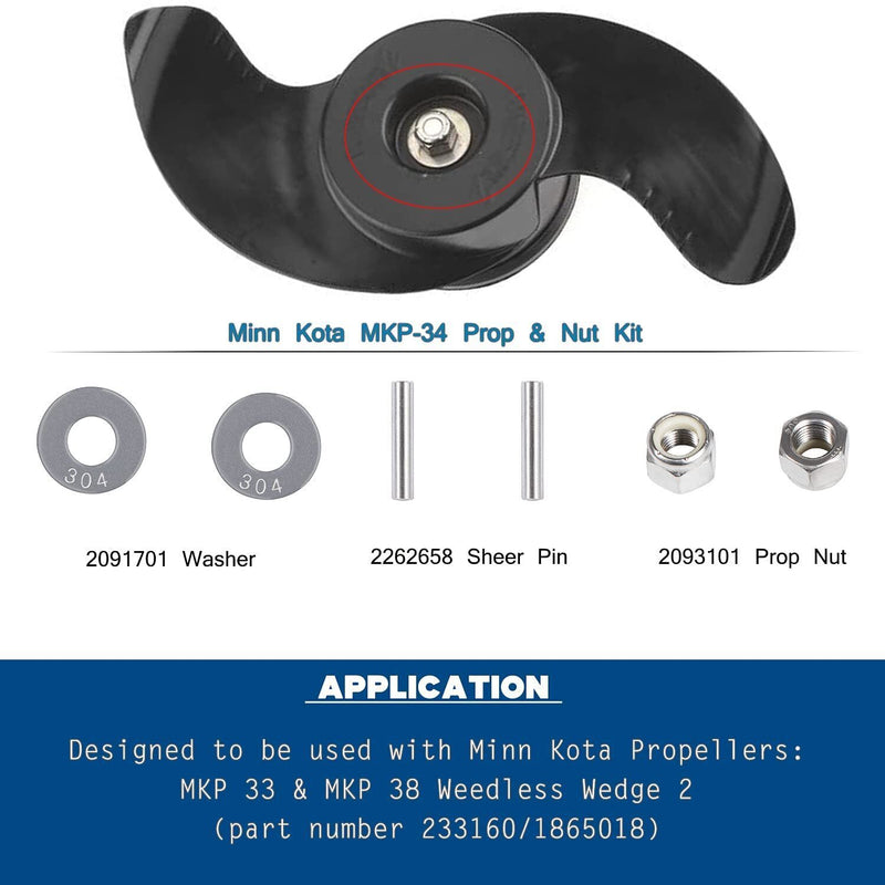DURAFORCE MKP-34 Prop Nut Kit E for Minnkota trolling Motor w/ MKP-33&MKP-38 Props 1865019