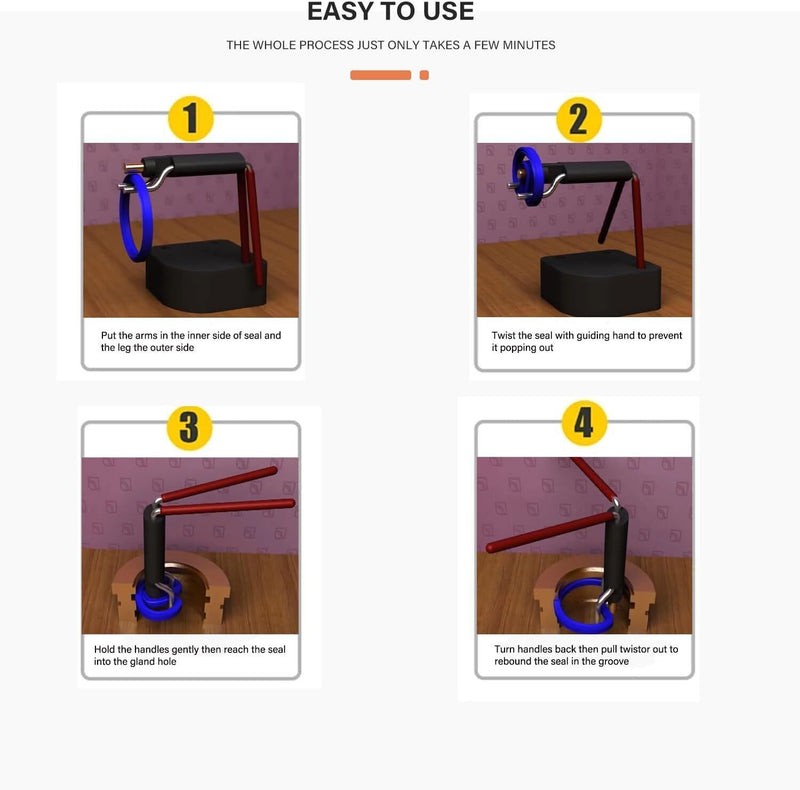 DURAFORCE Rod Seal Install Tool Set For Hydraulic Cylinder Skid Steers Loaders Backhoes