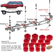 DURAFORCE 6-116 Body Mount Bushing Kit for Ford Explorer Sport Trac 2001-2005 2WD 4WD Red