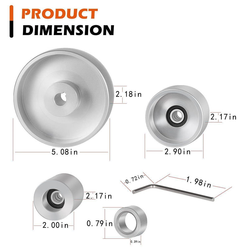 DURAFORCE For Belt Knife Grinder 2"x72" Wheel Set 5" Drive 5/8" Bore 3" Track 2" Idler
