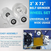 DURAFORCE For Belt Knife Grinder 2"x72" Wheel Set 5" Drive 5/8" Bore 3" Track 2" Idler