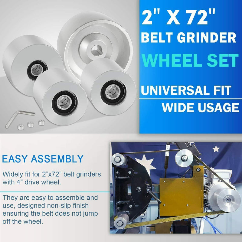 DURAFORCE For Belt Knife Grinder 2"x72" Wheel Set 5" Drive 5/8" Bore 3" Track 2" Idler