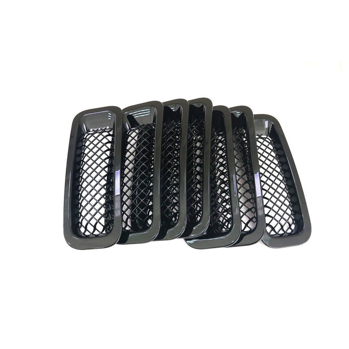DURAFORCE 7pcs Black Front Mesh Grille Grill Insert Trim Kit for Jeep Patriot 2011-2018