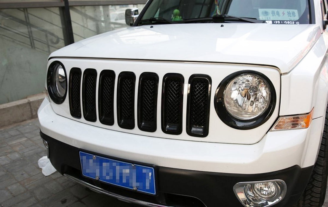 DURAFORCE 7pcs Black Front Mesh Grille Grill Insert Trim Kit for Jeep Patriot 2011-2018