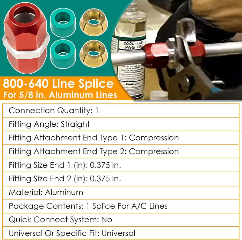 DURAFORCE 800-641 3/8'' Aluminum Line Splice Repair Kit For A/C, coolant P/S Return Etc.