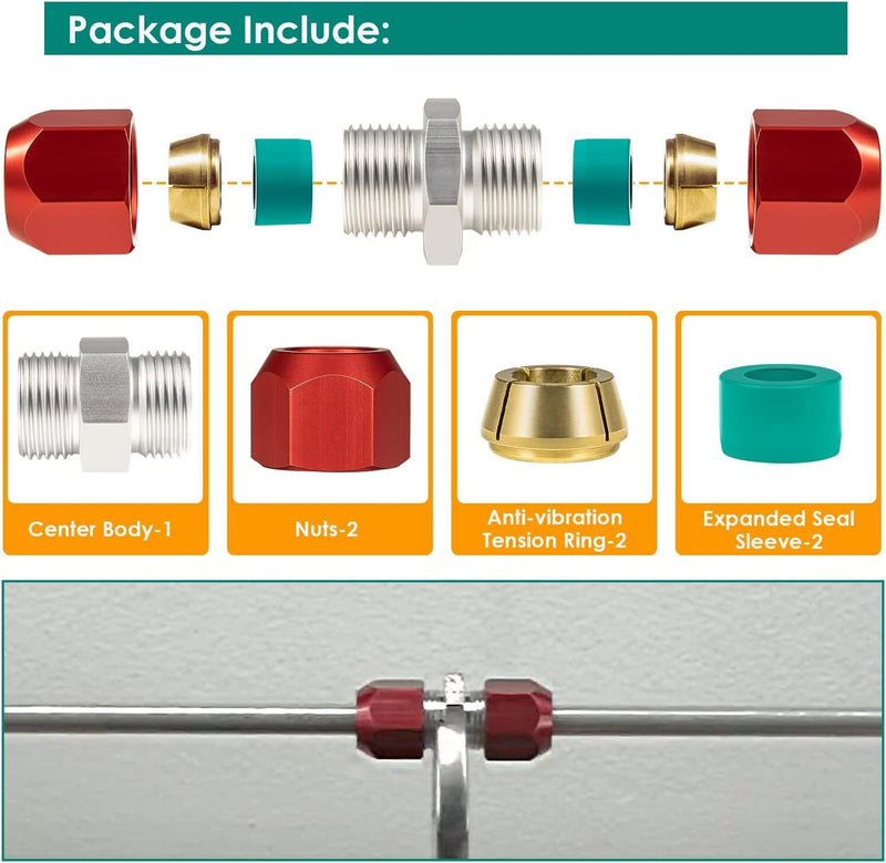 DURAFORCE 800-641 3/8'' Aluminum Line Splice Repair Kit For A/C, coolant P/S Return Etc.