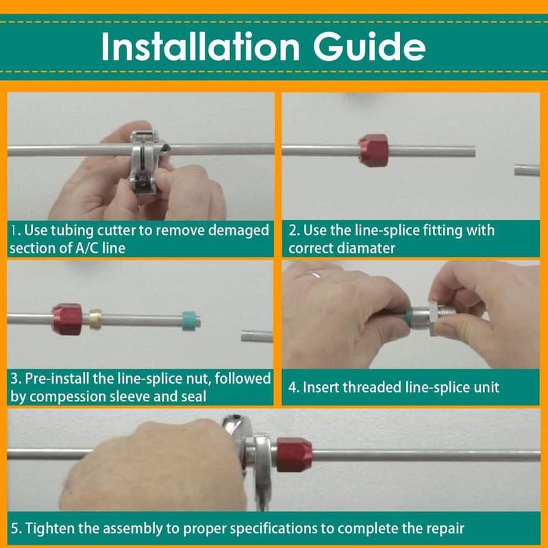 DURAFORCE 800-641 3/8'' Aluminum Line Splice Repair Kit For A/C, coolant P/S Return Etc.