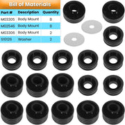 DURAFORCE KF04050BK Polyurethane Body Mount Bushing Kit for 1999-2017 Ford F250 F350 2/4WD