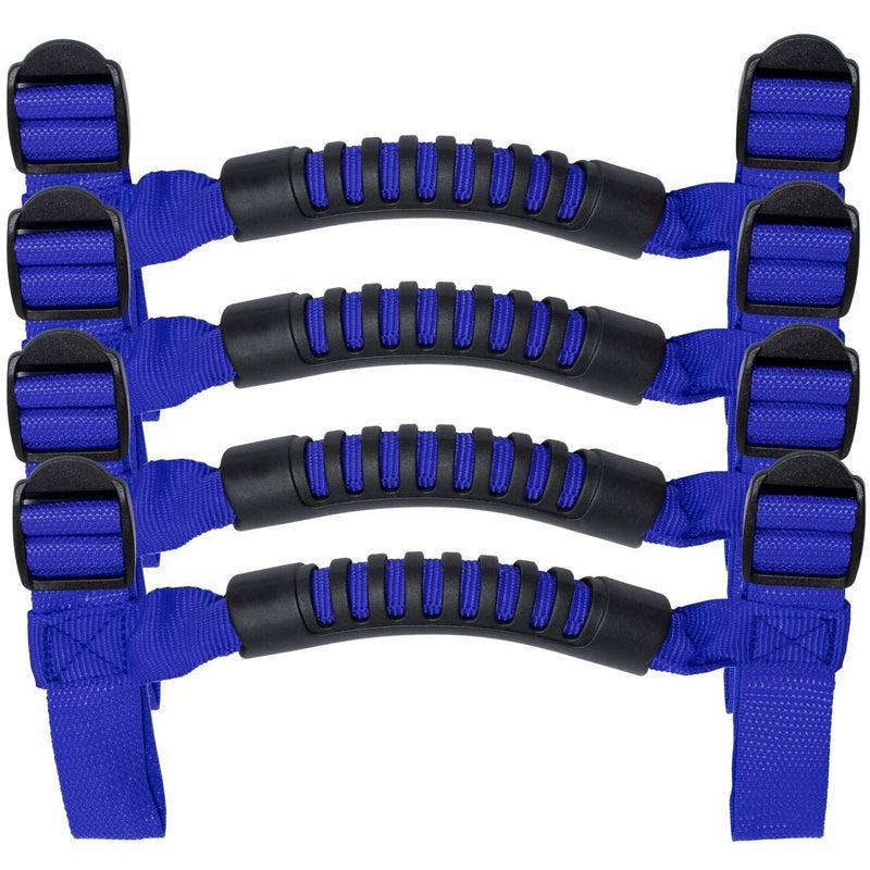 DURAFORCE 4Pcs Top Roll Bar Grab Handles Grip for Jeep Wrangler CJ YJ TJ JK JK JL (Blue)