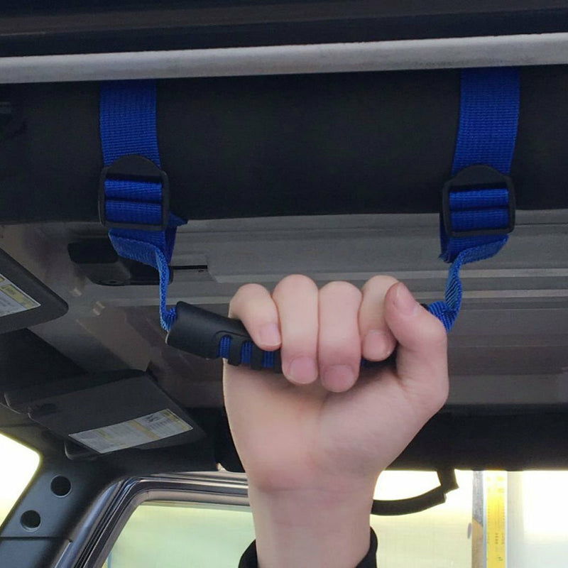 DURAFORCE 4Pcs Top Roll Bar Grab Handles Grip for Jeep Wrangler CJ YJ TJ JK JK JL (Blue)