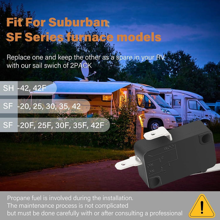 DURAFORCE 232261 Sail Switch RV Furnace Replacement Part for Suburban SF Series -2 Pack
