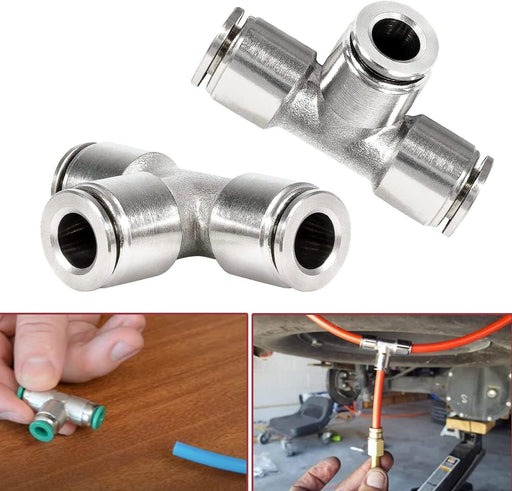 DURAFORCE 21838 Air Line T-Fittings Union Tee 1/4" Tube Coupler Push-To-Connect Fitting