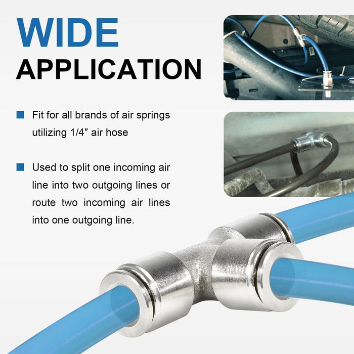 DURAFORCE 21838 Air Line T-Fittings Union Tee 1/4" Tube Coupler Push-To-Connect Fitting