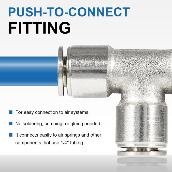 DURAFORCE 21838 Air Line T-Fittings Union Tee 1/4" Tube Coupler Push-To-Connect Fitting