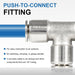 DURAFORCE 21838 Air Line T-Fittings Union Tee 1/4" Tube Coupler Push-To-Connect Fitting