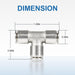 DURAFORCE 21838 Air Line T-Fittings Union Tee 1/4" Tube Coupler Push-To-Connect Fitting