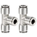 DURAFORCE 21838 Air Line T-Fittings Union Tee 1/4" Tube Coupler Push-To-Connect Fitting