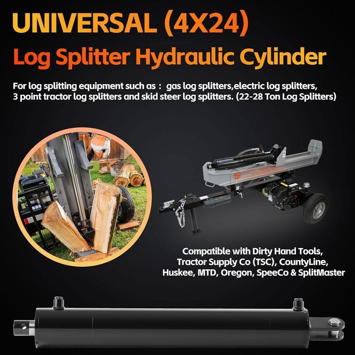 DURAFORCE Hydraulic Cylinder Welded Double Acting 4" Bore 24" For Log Splitter 3500 PSI