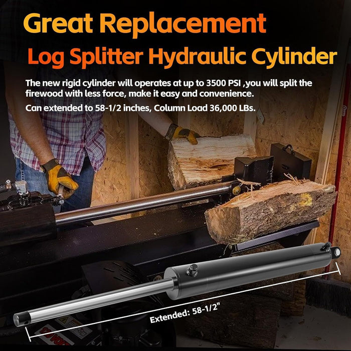 DURAFORCE Hydraulic Cylinder Welded Double Acting 4" Bore 24" For Log Splitter 3500 PSI