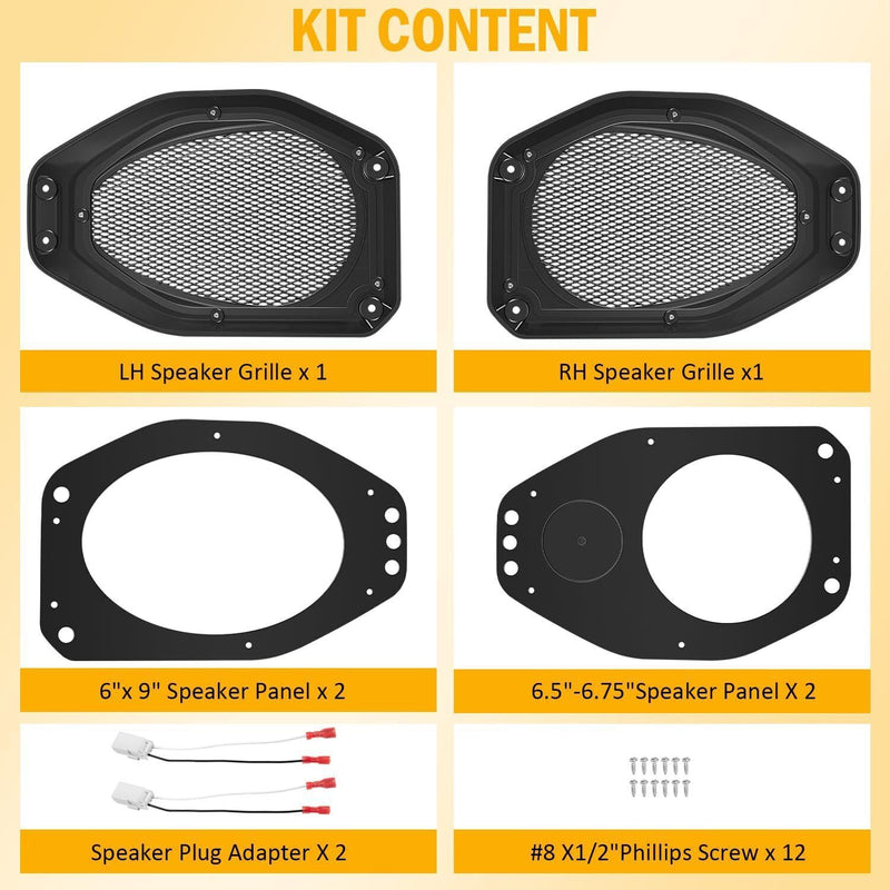 DURAFORCE 6.5" Rear Speaker Pod Adapters for Jeep Wrangler JL & Gladiator JT, 180 Watts