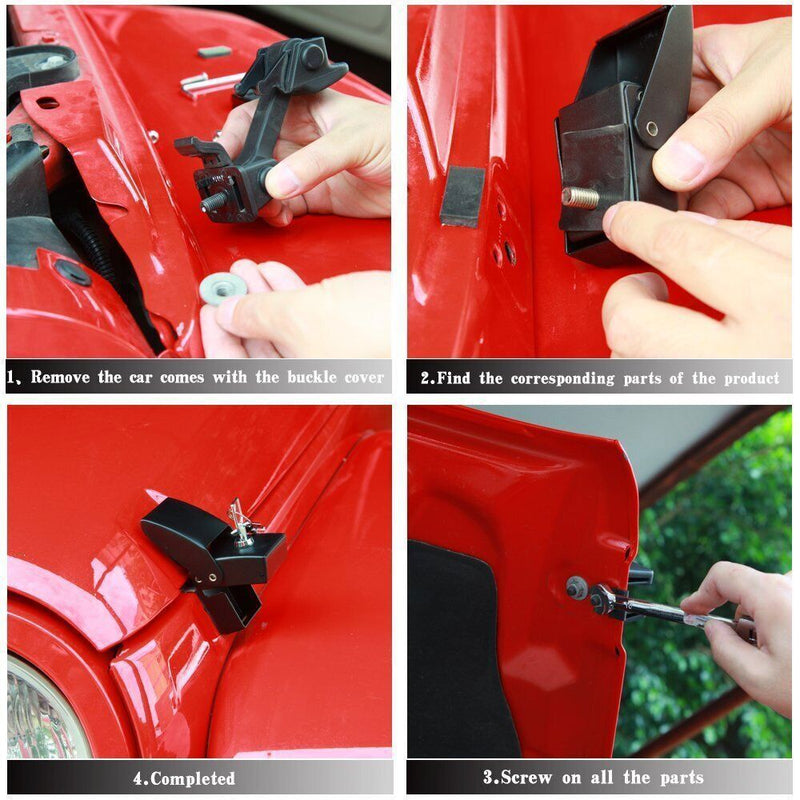 DURAFORCE One Pair Locking Hood Catch Hood Lock Latches for Jeep Wrangler JK JKU 2007-2018