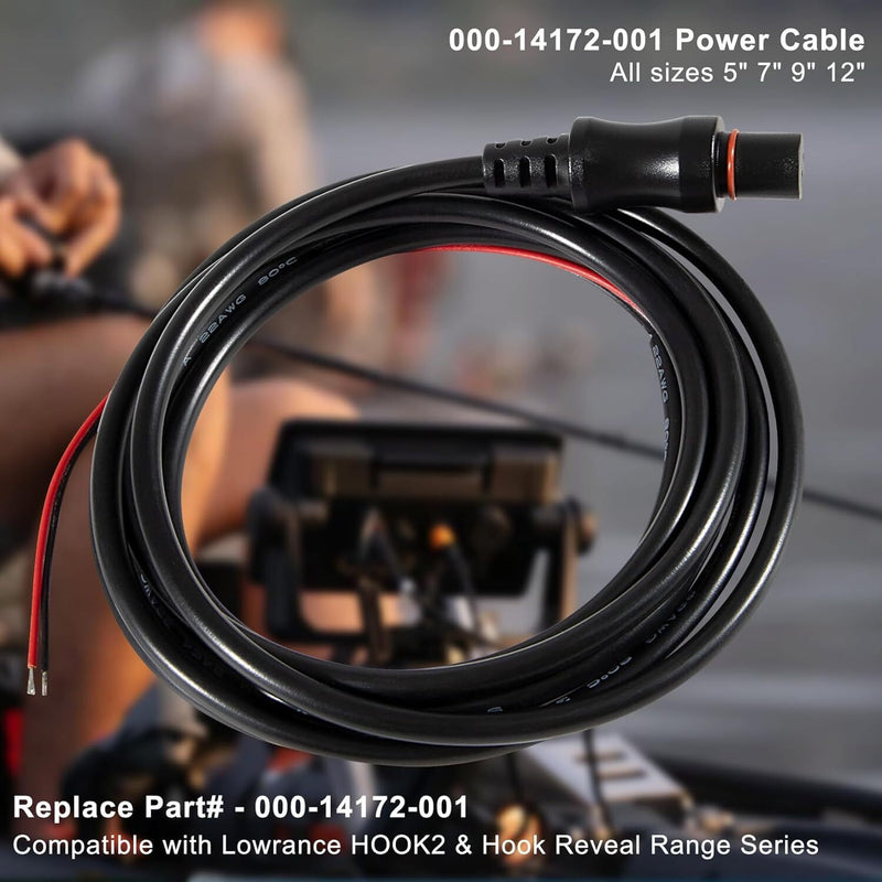 DURAFORCE Replace for Lowrance 000-14172-001 HOOK2 Reveal Cruise Power Cord 5 7 9 12 inch