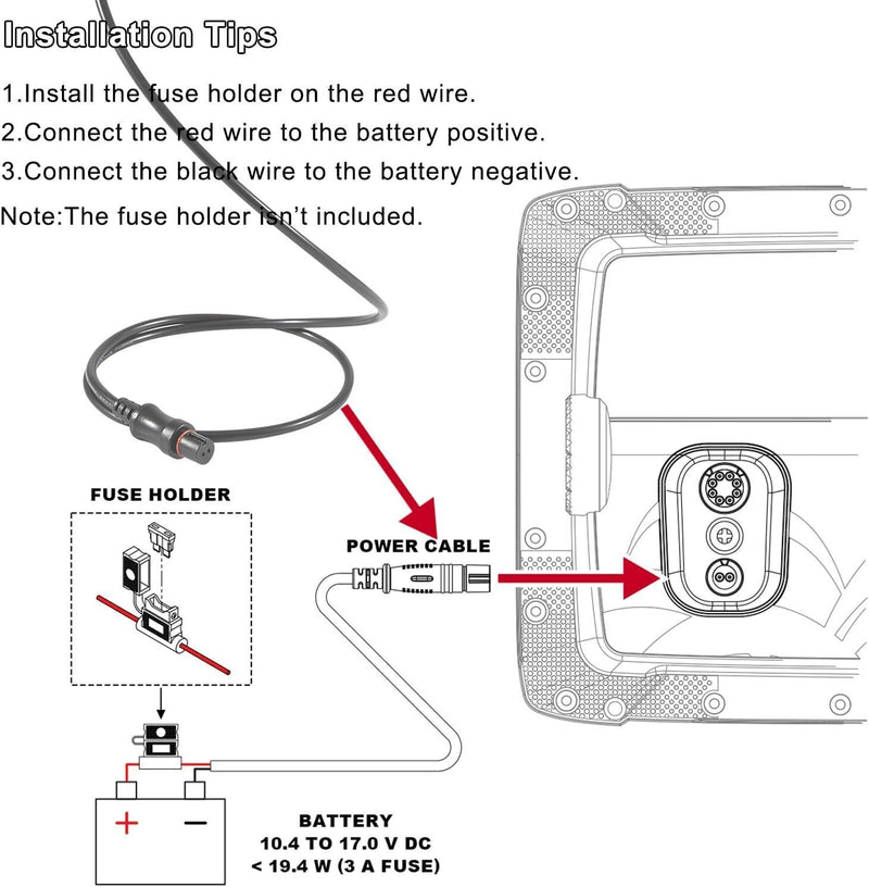 DURAFORCE Replace for Lowrance 000-14172-001 HOOK2 Reveal Cruise Power Cord 5 7 9 12 inch