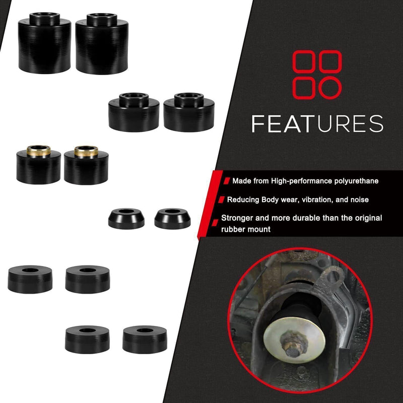 DURAFORCE 4.4123R Body Mount Bushing Set Kit For Ford F-150 F-250 F-350 1980-1998 2WD 4WD