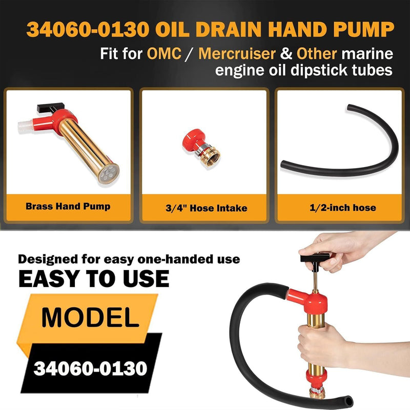 DURAFORCE 34060-0130 Marine Engine Oil Drain Hand Pump, Boat Oil Change Pump Fits for OMC