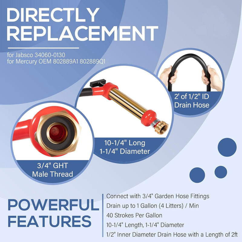 DURAFORCE 34060-0130 Marine Engine Oil Drain Hand Pump, Boat Oil Change Pump Fits for OMC