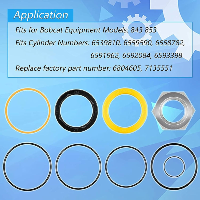 DURAFORCE For Bobcat Tilt Cylinder Seal Kit 743 751 753 843 853 Skid Steer Loader 7135551