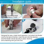 DURAFORCE 3/8 Inch Marine Stainless Steel Quick Release Boat Fender Kit Mount Holder Kit