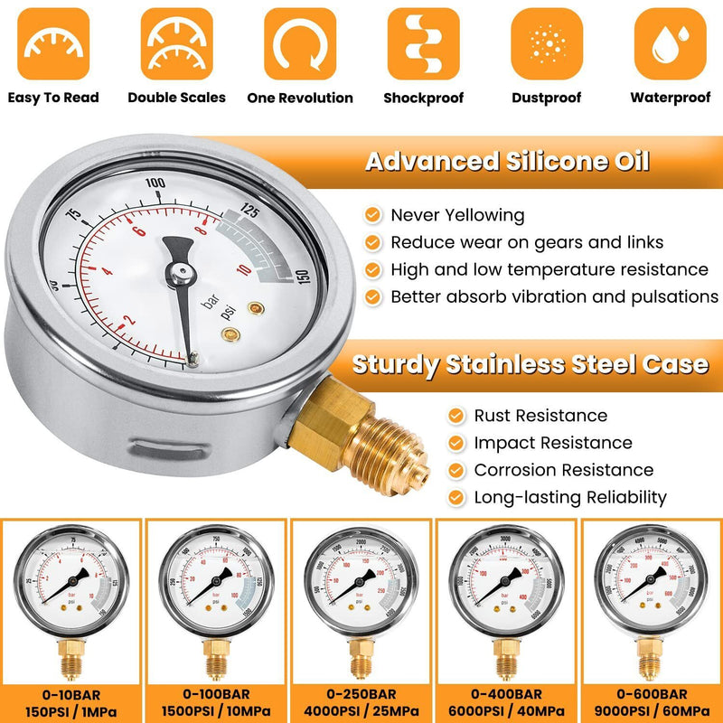 DURAFORCE for Caterpillar Hydraulic Pressure Test Kit 5 Gauge 5Hose 13Coupling 14Connector
