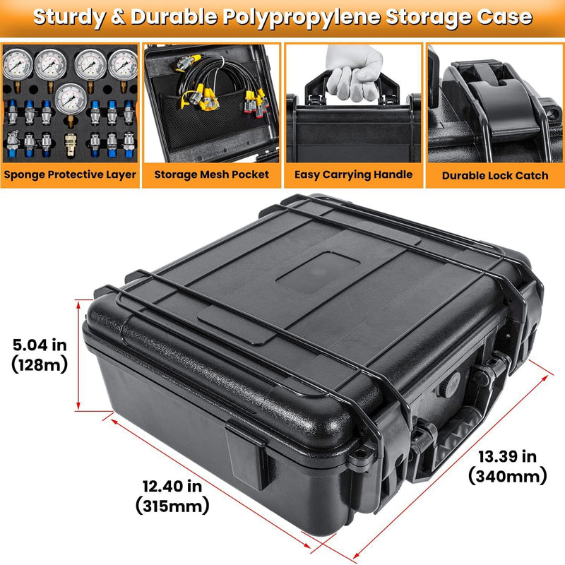 DURAFORCE for Caterpillar Hydraulic Pressure Test Kit 5 Gauge 5Hose 13Coupling 14Connector