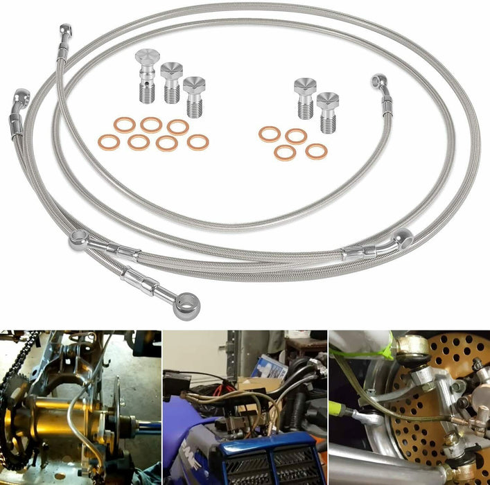 DURAFORCE Steel Braided Front & Rear Brake Lines For 1987-2006 Yamaha Banshee 350 YFZ350