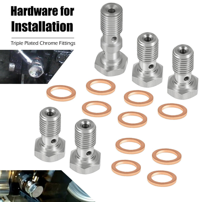 DURAFORCE Steel Braided Front & Rear Brake Lines For 1987-2006 Yamaha Banshee 350 YFZ350