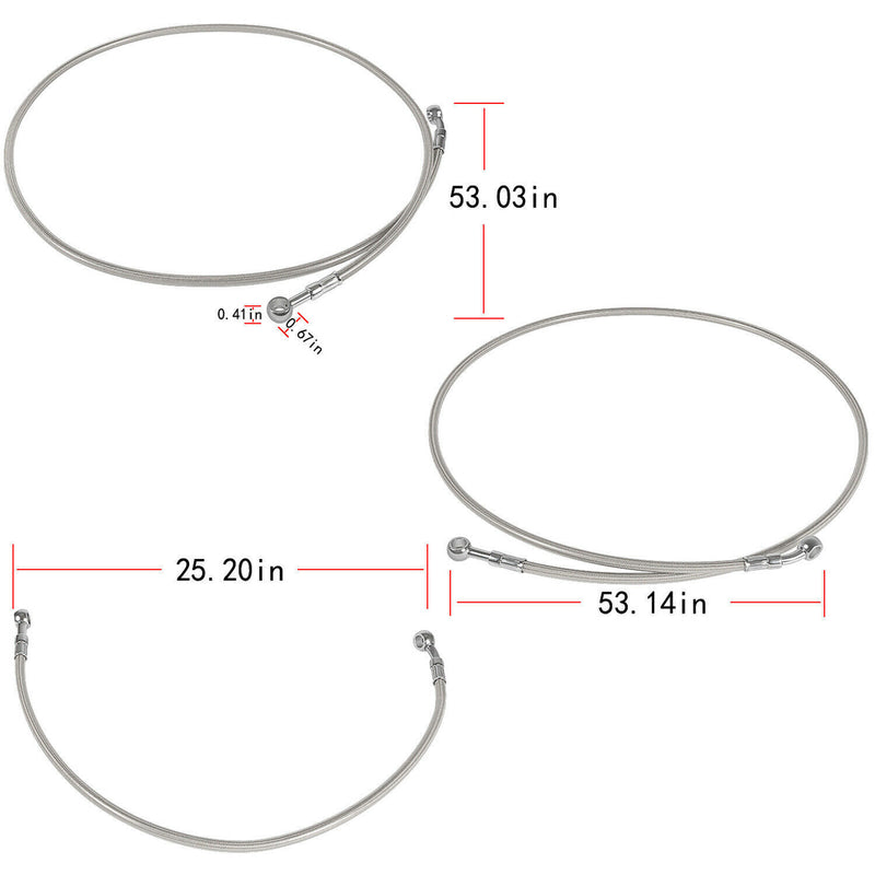DURAFORCE Steel Braided Front & Rear Brake Lines For 1987-2006 Yamaha Banshee 350 YFZ350