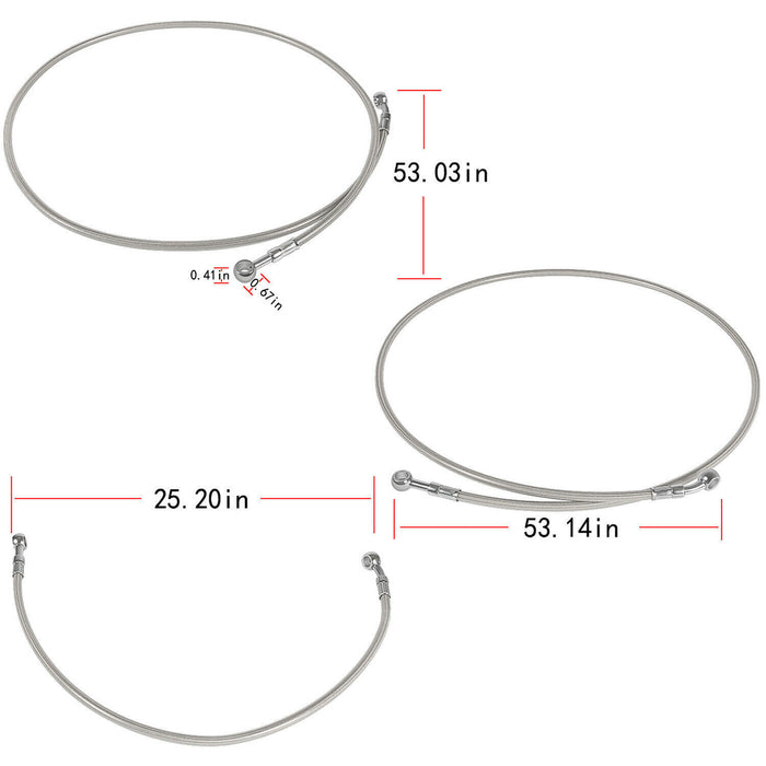 DURAFORCE Steel Braided Front & Rear Brake Lines For 1987-2006 Yamaha Banshee 350 YFZ350