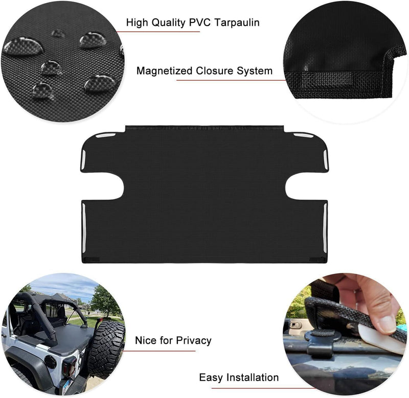 DURAFORCE Cargo Cover Tonneau Cover Shield for 2007-2018 Jeep Wrangler JK Unlimited 4-Door