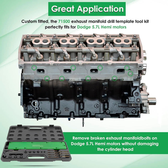 DURAFORCE 71500 Exhaust Manifold Bolt Drill Template Removal Tool Kit for Dodge 5.7L Hemi