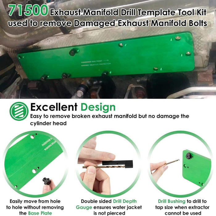 DURAFORCE 71500 Exhaust Manifold Bolt Drill Template Removal Tool Kit for Dodge 5.7L Hemi