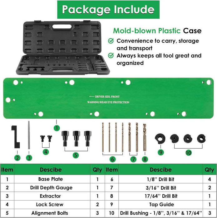 DURAFORCE 71500 Exhaust Manifold Bolt Drill Template Removal Tool Kit for Dodge 5.7L Hemi